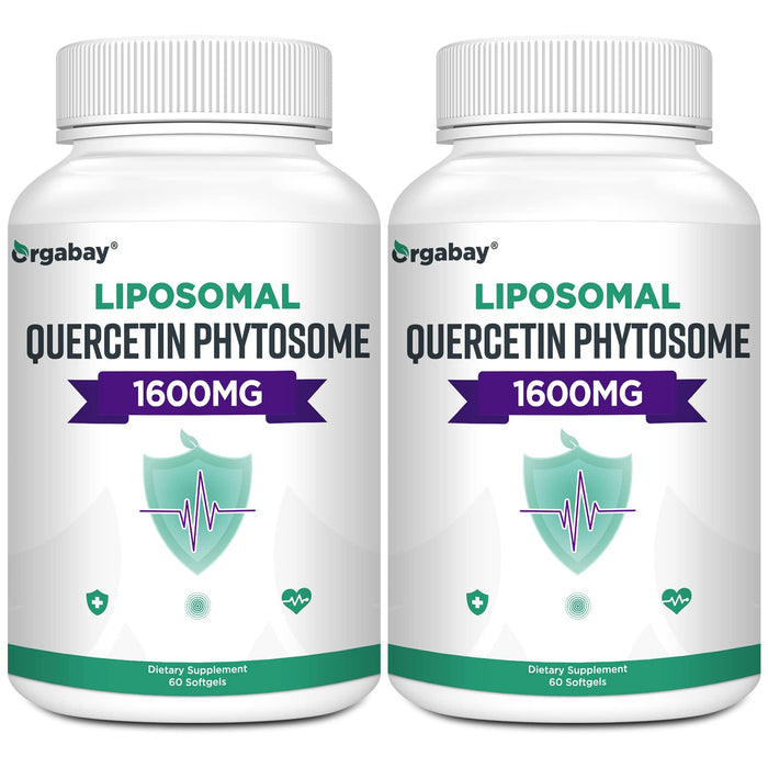 Orgabay Liposomal Quercetin Phytosome 1600 mg – Bromelain 200 mg, Zinc 30 mg, Vitamin C, Turmeric 40 mg | 120 Softgels