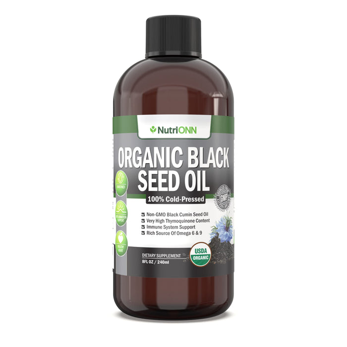 Organic Black Seed Oil – USDA Organic, Thymoquinone Rich, Cold-Pressed (8 oz)