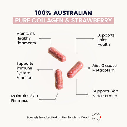 Organic Collagen Australia – Beauty Brilliance Strawberry Capsules, 120 Count
