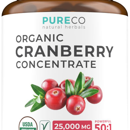Organic Cranberry Pills 50:1 Concentrate – 25,000mg, Vegan, 60 Capsules