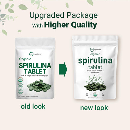 Micro Ingredients Organic Spirulina – 3000mg per Serving, 720 Tablets