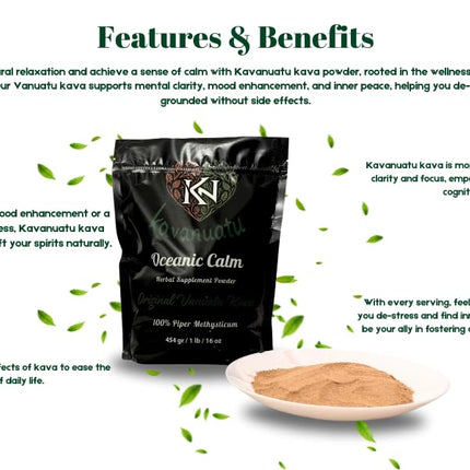 KAVANUATU Noble Kava Powder – Organic, Vegan, Non-GMO (8oz)