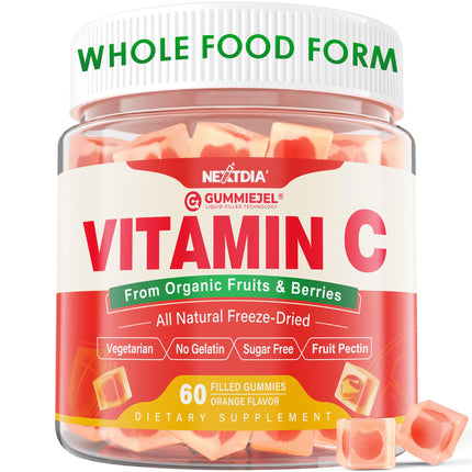 Organic Vitamin C Gummies 120mg for Adults – Sugar Free, Vegan, 60 Count