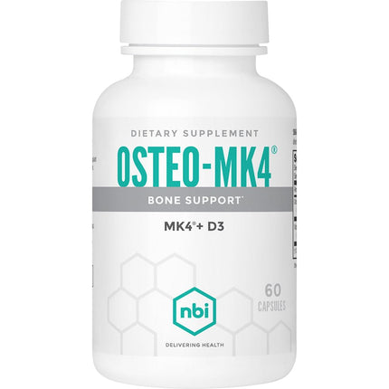 Osteo-MK4 Bone Support - Vitamin D & K Complex, 60 Veggie Capsules | NBI