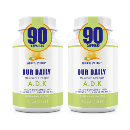 Our Daily Vites ADK Supplement – Vitamin A, D3 & K2 (MK7) for Bone & Immune Support
