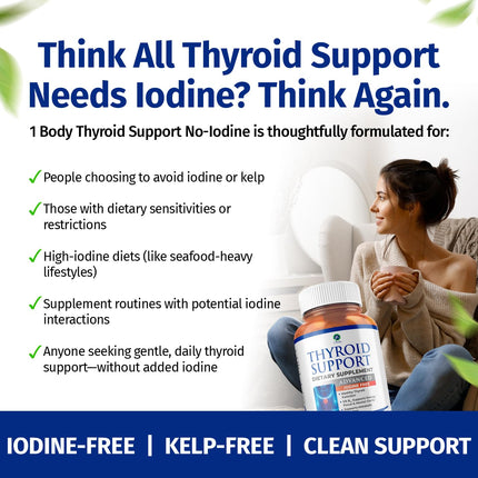 1 Body Thyroid Support Iodine-Free Supplement (60 Count) - Pack of 1