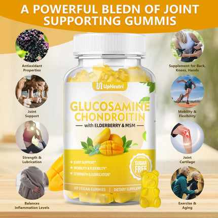 Sugar Free Glucosamine Chondroitin Gummies – Extra Strength 1500mg | Joint Support for Men & Women