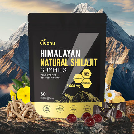 Himalayan Shilajit Gummies with Ashwagandha & Gokshura – Organic & Non-GMO