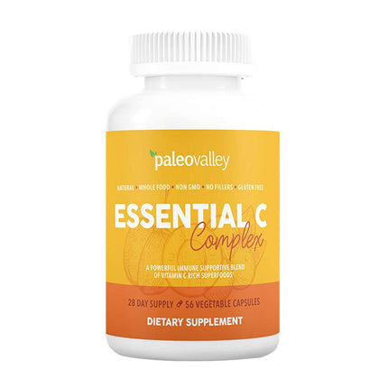 Paleovalley Essential C Complex – Organic Vitamin C from Acerola, Camu Camu & Amla – USA Made