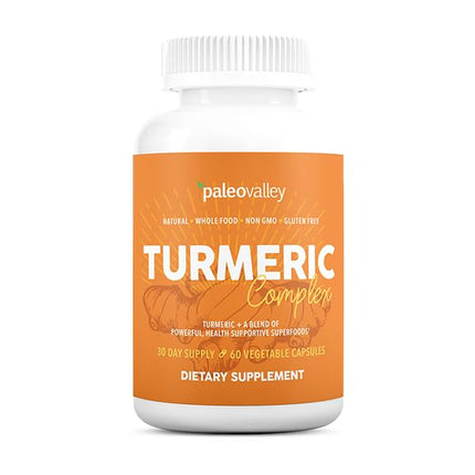 Paleovalley Organic Turmeric Complex – Full Spectrum Turmeric + Superfoods | 56 Vegetarian Capsules