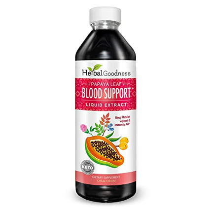 Papaya Leaf Blood Support Liquid - 15X Strength | Healthy Platelets & Digestion - 12oz
