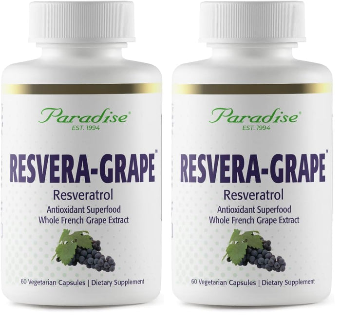 Paradise Herbs Resveragrape: Resveratrol + OPCs, 60 Veg Caps (Pack of 2)