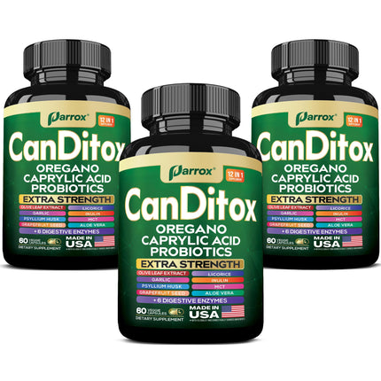 Parrox CanDitox Capsules - Oregano, Garlic, Probiotics & Digestive Enzymes (3 Pack)