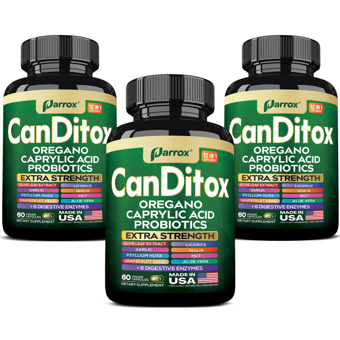 Parrox CanDitox Capsules - Oregano, Garlic, Probiotics & Digestive Enzymes (3 Pack)