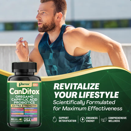 Parrox CanDitox Capsules – Botanical Digestive Support with Probiotics & Enzymes | 60 Capsules