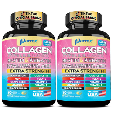 Parrox Collagen 2-Pack – 14-in-1 Beauty Capsule with Biotin, Keratin & Hyaluronic Acid