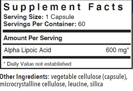 Patient One Alpha Lipoic Acid (ALA) 600 mg | Antioxidant Supplement to Support Nerve and Liver Health* | 60 Capsules