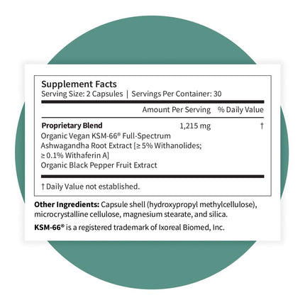 Pattern Wellness Ashwagandha Complex - Organic KSM-66 & Black Pepper - Stress Response & Energy Balance - 360 Vegan Capsules