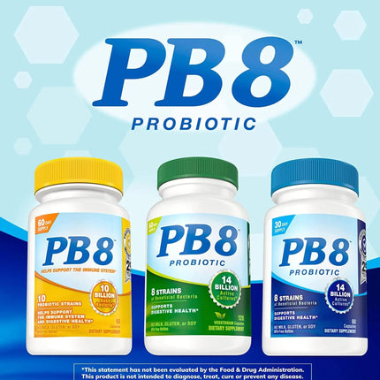 PB8 Probiotic - 3 Pack | 14 Billion CFU per Bottle | 8 Strains | Dairy/Gluten/Soy Free
