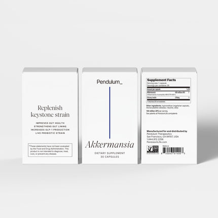 Pendulum Akkermansia Probiotic with Prebiotic Fiber – 100M AFU, Delayed Release, 30 Capsules