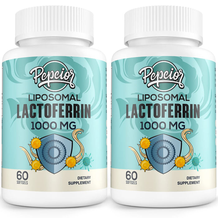 Pepeior Liposomal Bovine Lactoferrin 1000 mg – 60 Softgels (2 Bottles) | Iron Absorption & Immunity