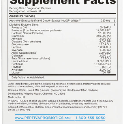 Peptiva Digestive Enzymes + Prodigest – 30 Count | Bloating & Digestive Support