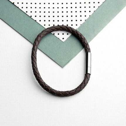 Personalised Men's Capsule Tube Woven Bracelet in Cedar Brown
