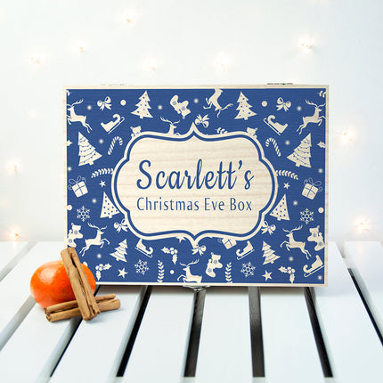 Personalised Festive Pattern Christmas Eve Box