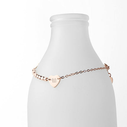 Personalised Rose Gold Heart Charm Bracelet