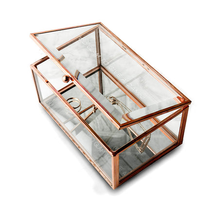 Personalised Rose Gold Glass Jewellery Box