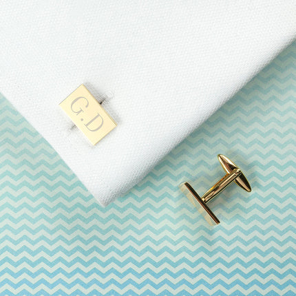 Personalised Rectangle Gold Plated Cufflinks