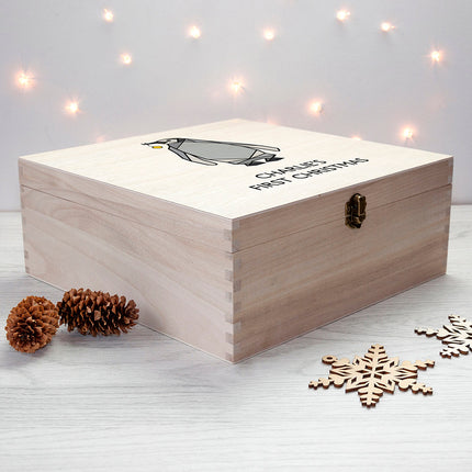 Personalised Baby Penguin First Christmas Box