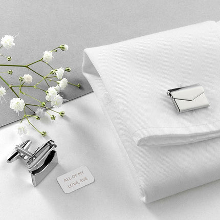 Personalised Silver Secret Message Envelope Cufflinks