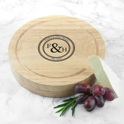 Monogrammed Couple's Emblem Cheese Board Set