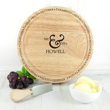 Personalised Connoisseur Mr and Mrs Cheese Board Set