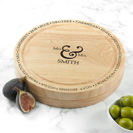 Personalised Connoisseur Mr and Mrs Cheese Board Set