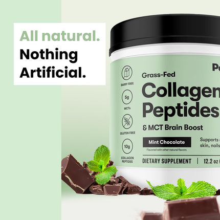 Perfect Keto Collagen Protein Powder with MCT Oil – Grass-Fed, Gluten-Free, Mint Chocolate