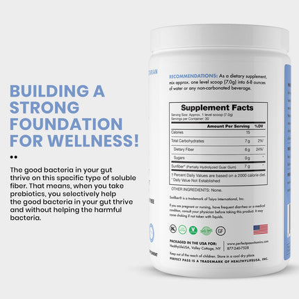 PERFECT PASS Prebiotic PHGG Powder – 210g, Natural, Gluten Free, Non-GMO, Kosher, Sugar Free