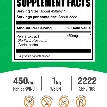 BulkSupplements Perilla Extract Powder – 450mg Serving, 1kg – Vegan & Gluten-Free