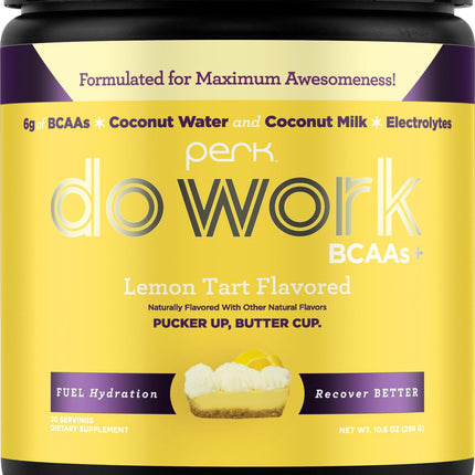 Perk BCAAs + Hydration Electrolytes Powder – Lemon Tart, 20 Servings