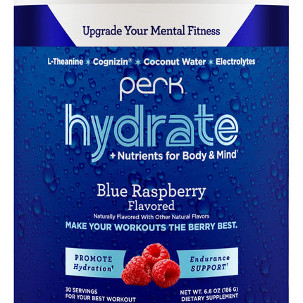 Perk Hydrate Blue Raspberry Electrolyte Drink Mix (30 Servings) - Gluten Free