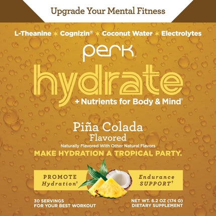 Perk Hydrate Pina Colada Electrolyte Drink Mix - 30 Servings | Gluten Free