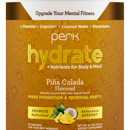 Perk Hydrate Pina Colada Electrolyte Drink Mix - 30 Servings | Gluten Free