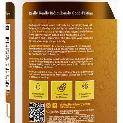 Perk Hydrate Pina Colada Electrolyte Drink Mix - 30 Servings | Gluten Free