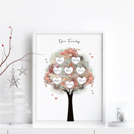 Personalised family tree gift | wall art print