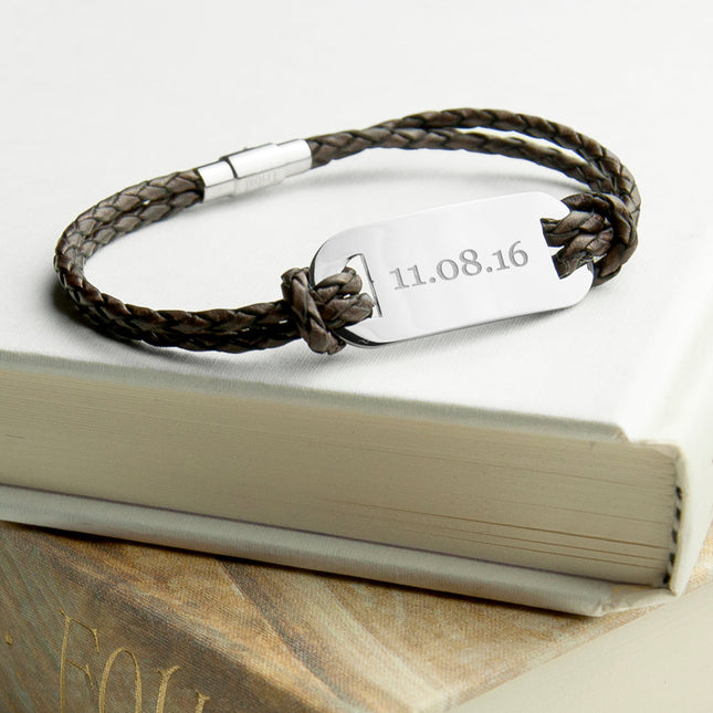 Personalised Men's Statement Woven Brown Leather Bracelet