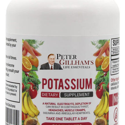 Peter Gillham’s Life Essentials Potassium Gluconate tablets 595mg, 500 Tablets, Support Electrolyte Balance, Made in USA (Package May Vary)