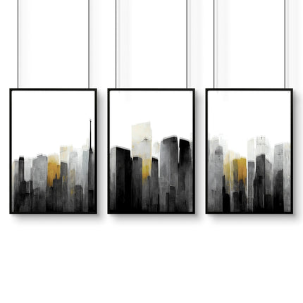 Pictures Framed For Wall | Set of 3 Urban Skyscrapers Wall art Prints