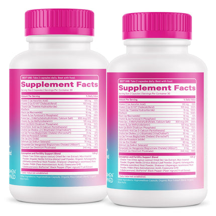 Pink Stork Fertility Supplements for Women — Prenatal Multivitamin for Ovulation & Hormone Balance (120 Capsules)
