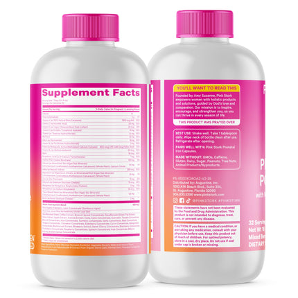 Pink Stork Liquid Prenatal Vitamins for Women – Berry Flavor, Organic Whole-Food Blend, 32 Servings